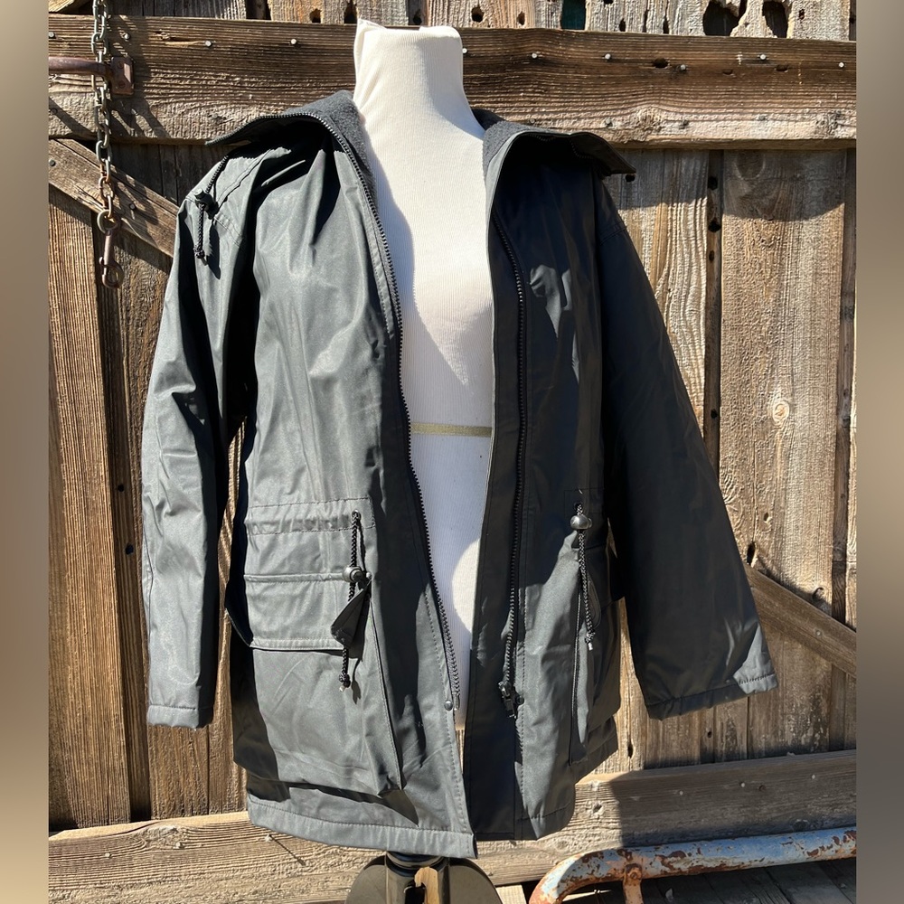Vintage Wippette Black Vinyl Raincoat Size S Womens